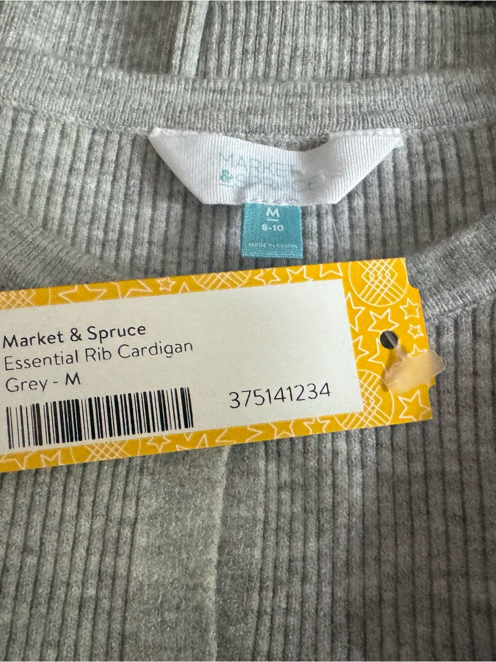 Market & Spruce Light Grey Ribbed Open-Front Cardigan